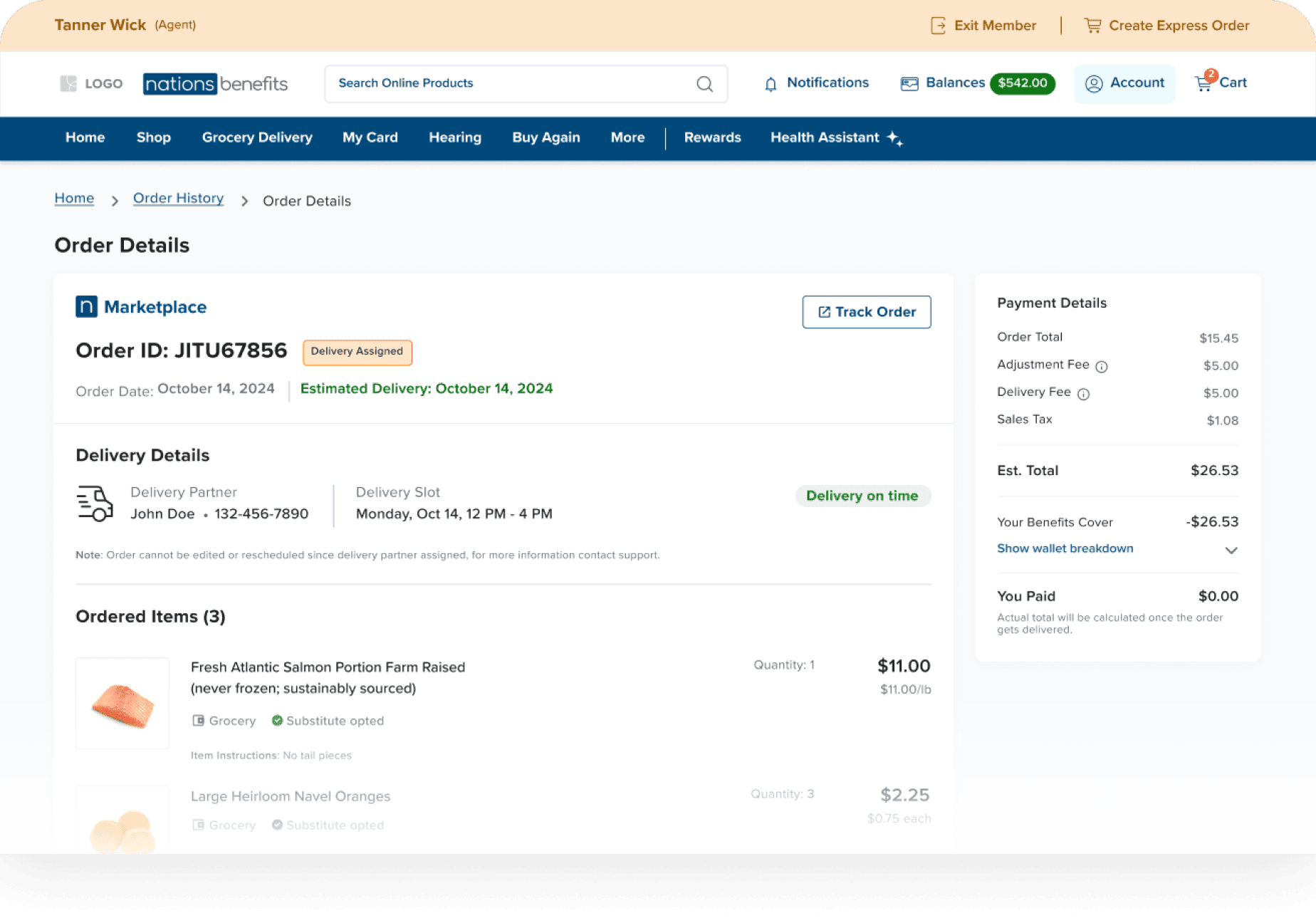 View delivery information