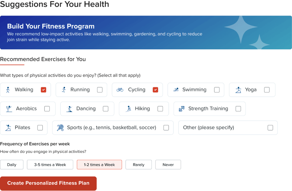 Build fully customized fitness programs based on the types of physical activity members enjoy