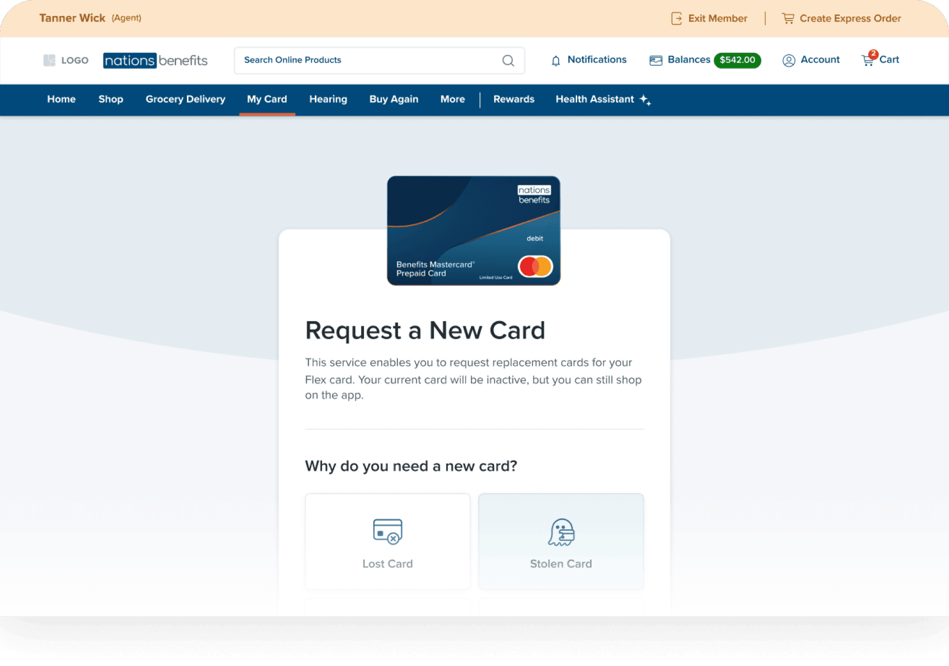 Request replacement Flex Cards